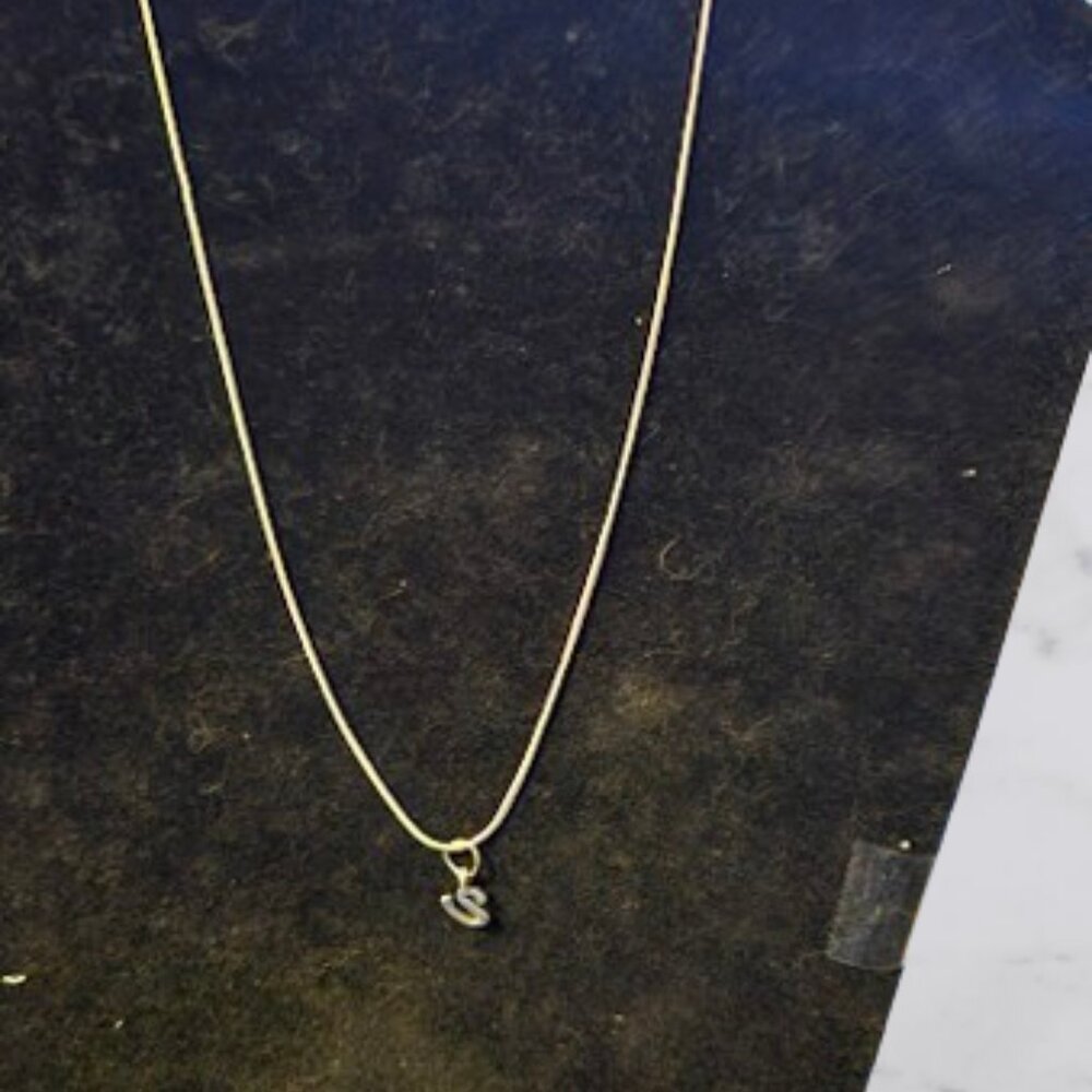 Necklace 'S' Inital Silver Toned Hand Assembled